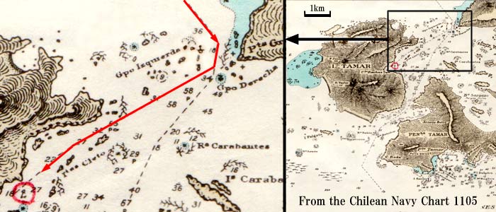Tamar Island in theStrait of Magellan nautical-chart, map